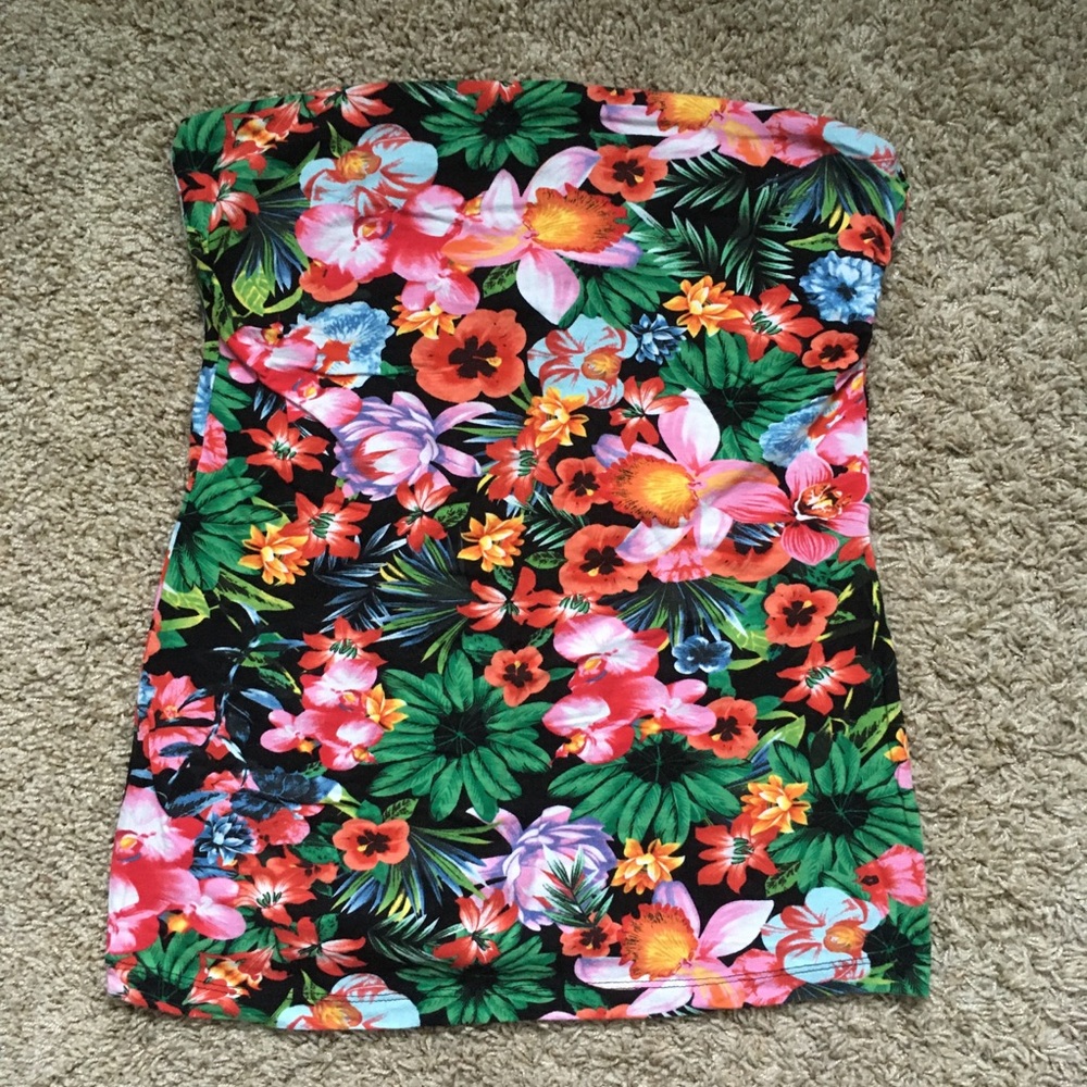 Floral Hawaiian Tropical Tube Top